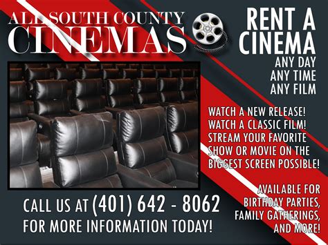 South county cinemas - Entertainment Cinemas South County Commons. 30 Village Square Dr, Rhode Island USA. Independent. Add to Trip. Located in the South County Commons development, Entertainment Cinemas is South County's only multiplex-style cinema. First-run movies show seven days a week with matinee prices all day on Tuesdays, and discounts for students on ... 